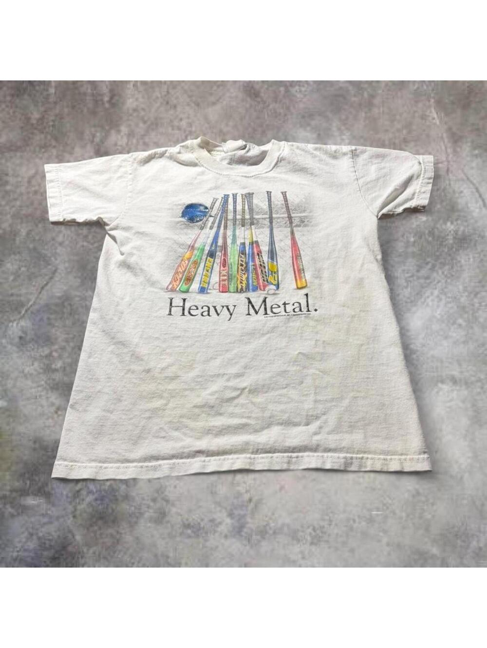 Vintage Heavy Metal Baseball Bats Graphic T Shirt Sportswear Youth Large